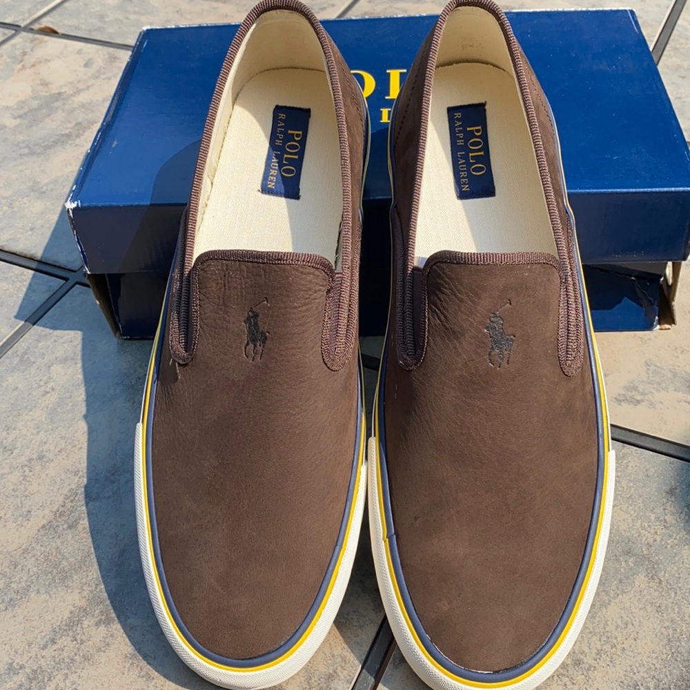 Polo Mytton Dark Brown Ultra Suede Slip Ons